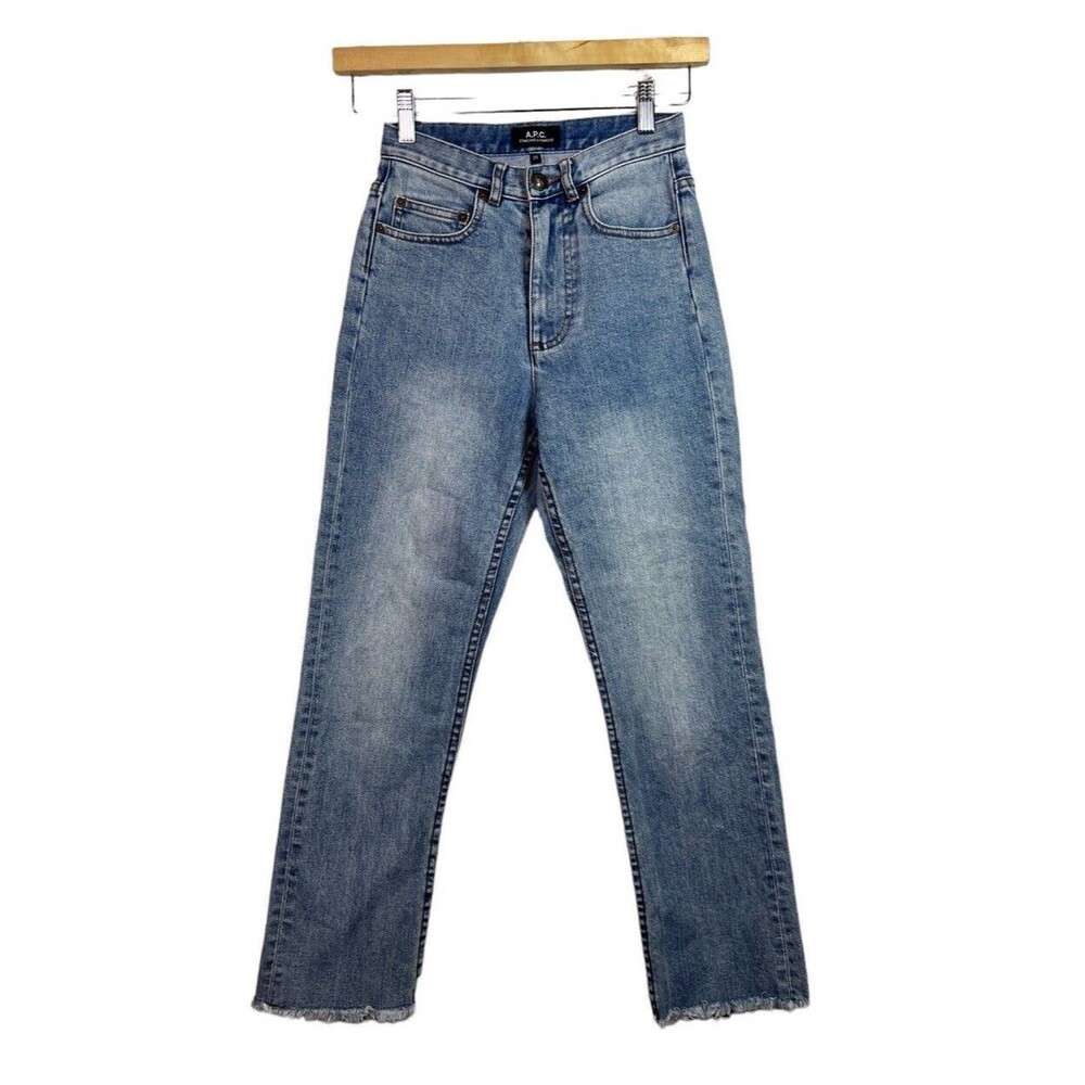 A.P.C. Jean Standard Women’s High rise Medium Wash Straight Leg Raw Hem Size 24